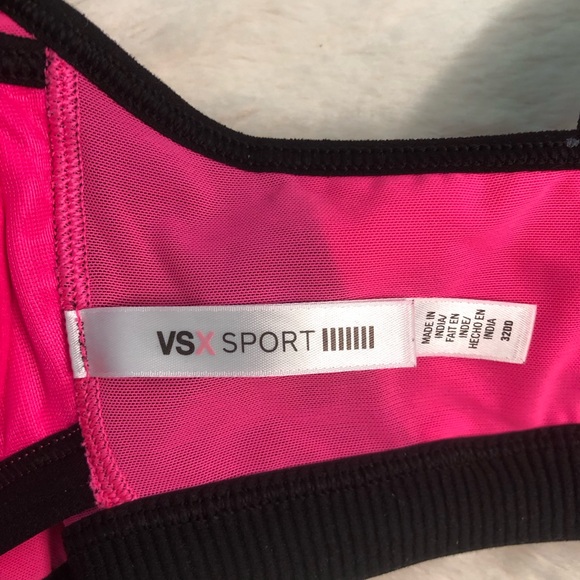Victoria’s Secret Pink and Black Sports Bra with Front Zip 32DD - Picture 4 of 5